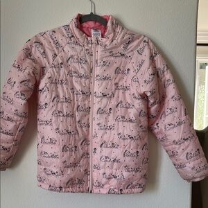Disney Parks Cursive Princess Names Pink lightweight Girls Puffer Jacket 9/10